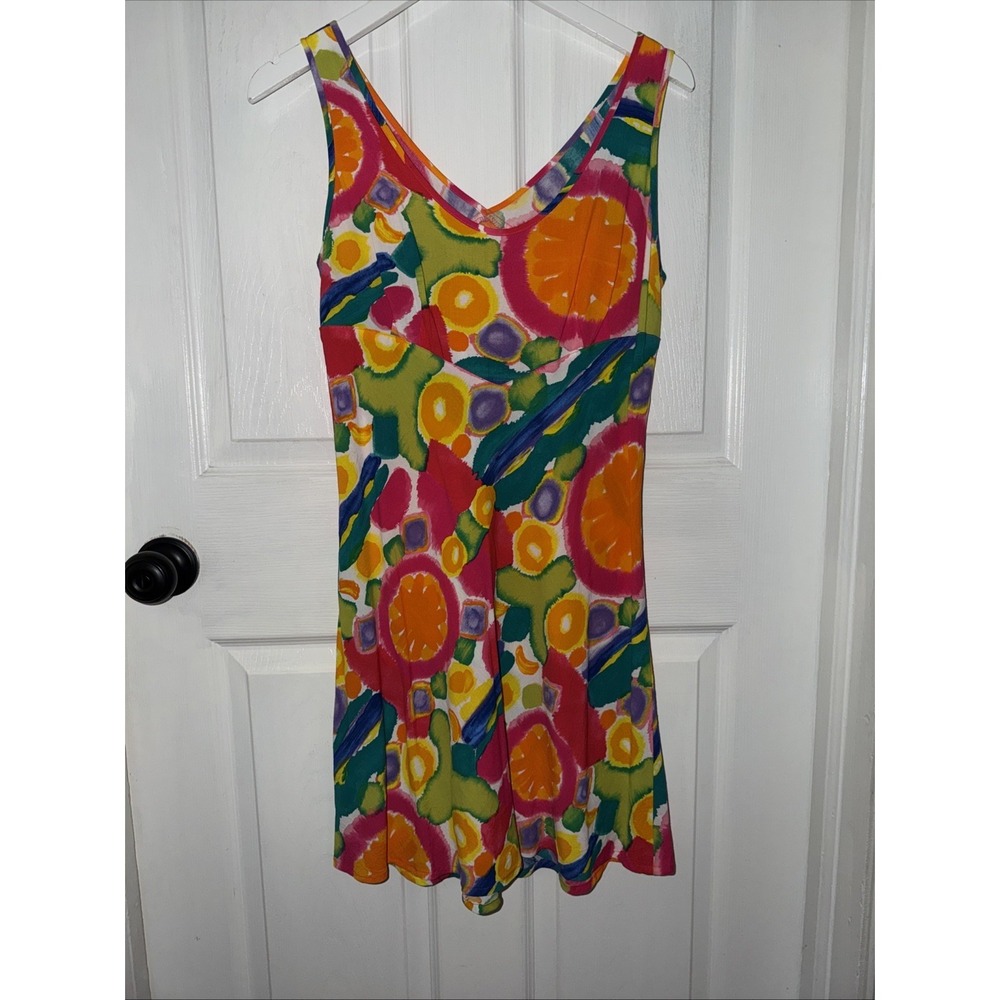 Jams World Hula Moon "Love" Dress Made in Hawaii Sz M Tropical Bright Short